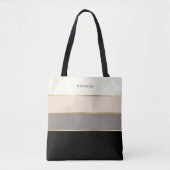 Eenvoudig virtueel Stripes-patroon met Jouw naam Tote Bag (Voorkant)