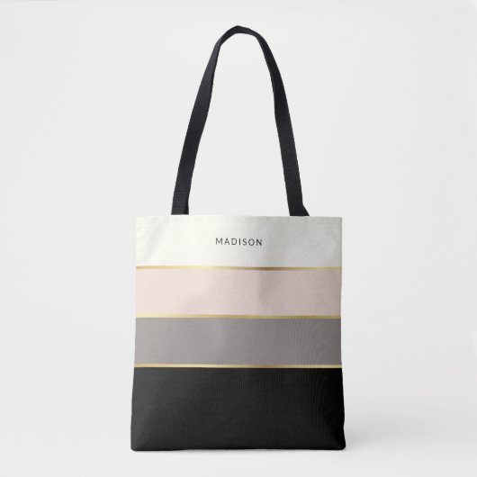 Eenvoudig virtueel Stripes-patroon met Jouw naam Tote Bag (Voorkant)