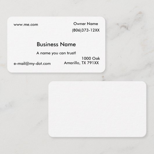 Eenvoudig Visitekaartje (Voorkant / Achterkant)