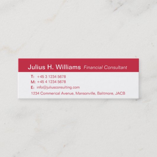 Eenvoudig visitekaartje met rode en witte roze rug (Voorkant)