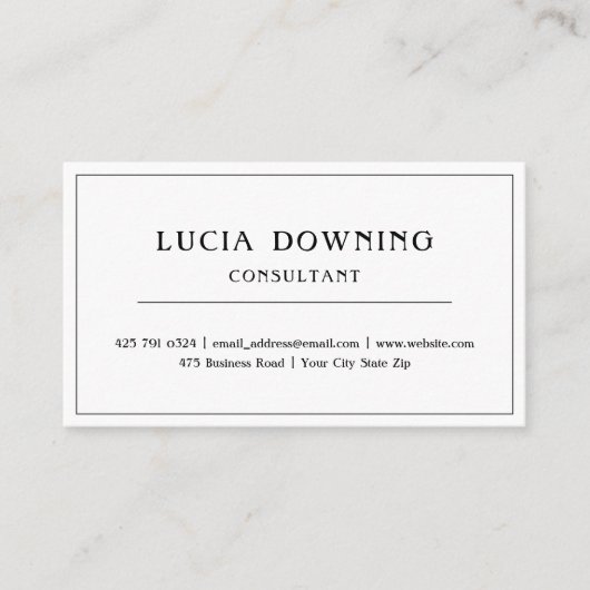 Eenvoudig Visitekaartje met witte en zwarte rand (Voorkant)