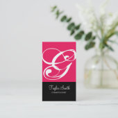 Eenvoudig Visitekaartje monogram (magenta) (Staand voorkant)