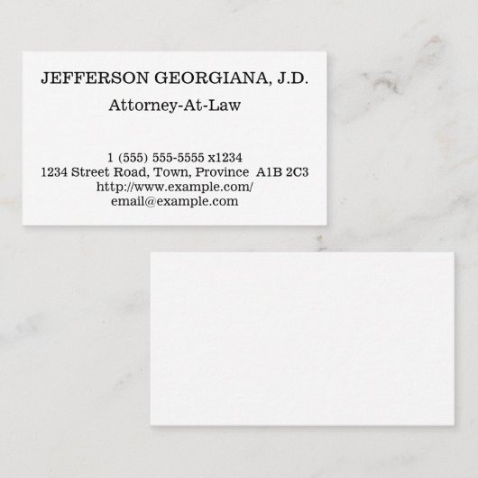 Eenvoudig Visitekaartje voor procureur-generaal (Voorkant / Achterkant)