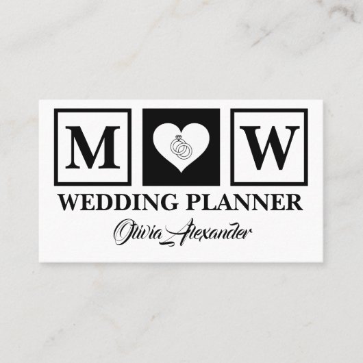 Eenvoudig Visitekaartje voor zwarte en witte bruil (Voorkant)