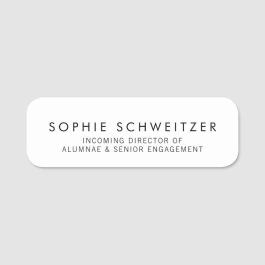 Eenvoudig vlakwit naamplaatje (Voorkant)