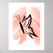 Eenvoudig vlindersilhouet op Oranje achtergrond Poster (Voorkant)