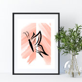 Eenvoudig vlindersilhouet op Oranje achtergrond Poster