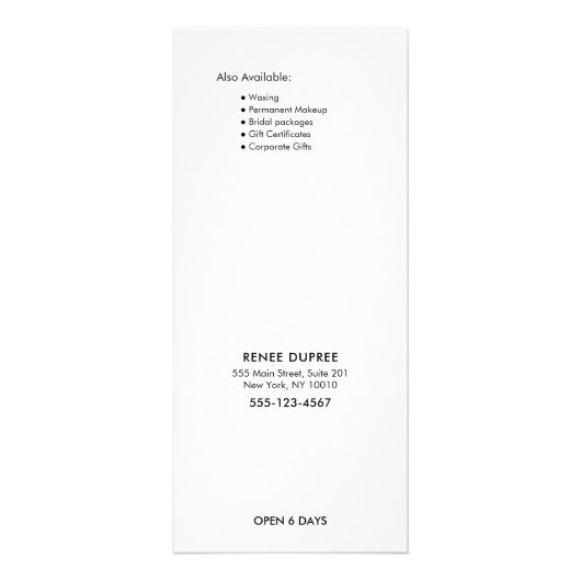 Eenvoudig voeg uw eigen menu met de prijslijst voo (Achterkant)