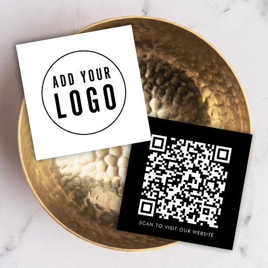 Eenvoudig voeg Uw Logo en QR Code Editable Kleur t Vierkante Visitekaartje