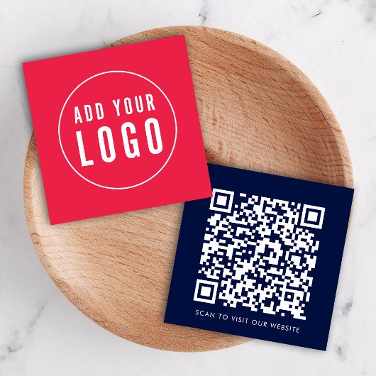 Eenvoudig voeg Uw Logo en QR Code Editable Kleur t Vierkante Visitekaartje