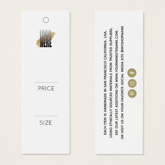 Eenvoudig voeg uw Logo witte label met kledingprij Mini Visitekaartjes (Voorkant /achterkant)