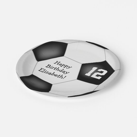 Eenvoudig voetbal meisjes jongens verjaardagsfeest papieren bordje (Gekanteld)