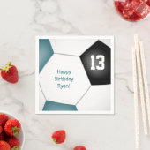 Eenvoudig voetbal Meisjes Verjaardag Jongens blauw Servet (Insitu)