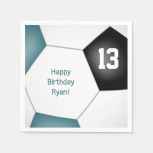 Eenvoudig voetbal Meisjes Verjaardag Jongens blauw Servet