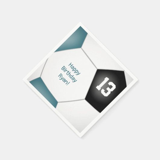 Eenvoudig voetbal Meisjes Verjaardag Jongens blauw Servet (Hoek)