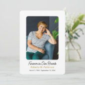 Eenvoudig voor altijd in ons hart Foto Begrafenis Bedankkaart (Staand voorkant)