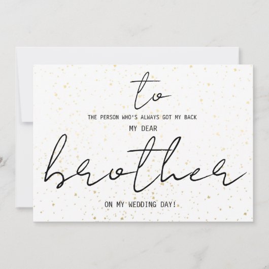 Eenvoudig voor mijn broer op onze huwelijksdag (Voorkant)