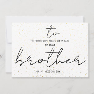 Eenvoudig voor mijn broer op onze huwelijksdag