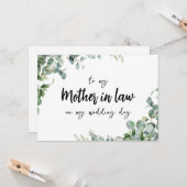 Eenvoudig Voor mijn schoonmoeder op mijn trouwdagk Kaart (Voorkant / Achterkant in situ)
