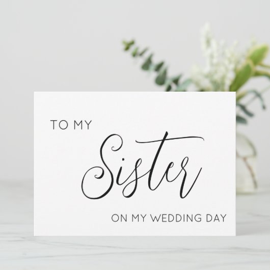 Eenvoudig voor mijn zuster op mijn trouwdagkaart bedankkaart (Staand voorkant)
