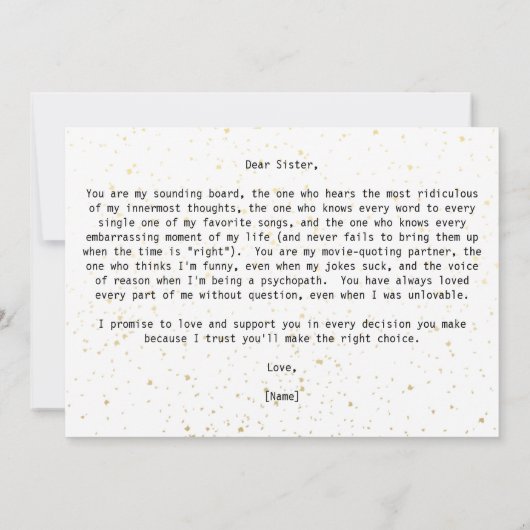 Eenvoudig voor mijn zuster op onze huwelijksdag (Achterkant)