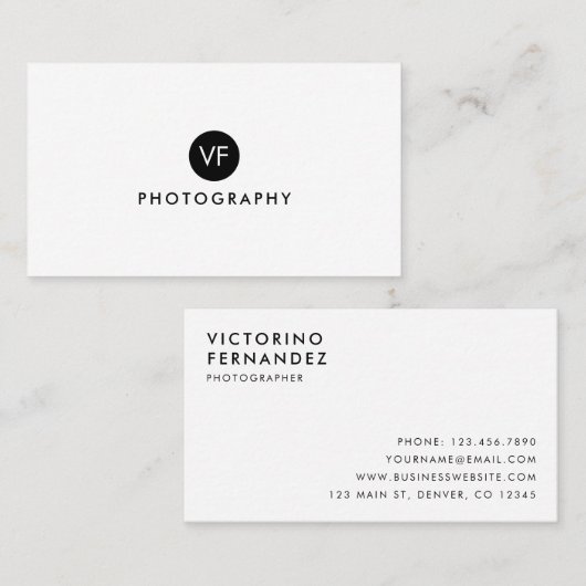 Eenvoudig Voorgemaakt Monogram Logo Modern Visitekaartje (Voorkant / Achterkant)