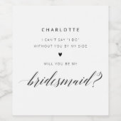 Eenvoudig voorstel voor een bruidsmeisje wijn etiket (Enkel label)