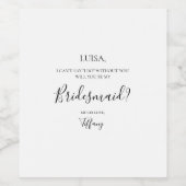 Eenvoudig voorstel voor een bruidsmeisje wijn etiket (Enkel label)