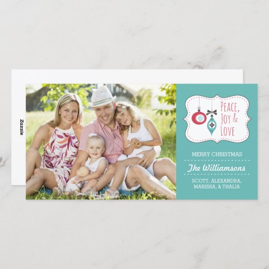 Eenvoudig Vrede, vreugde en liefde Kerstkaart (Voorkant / Achterkant)