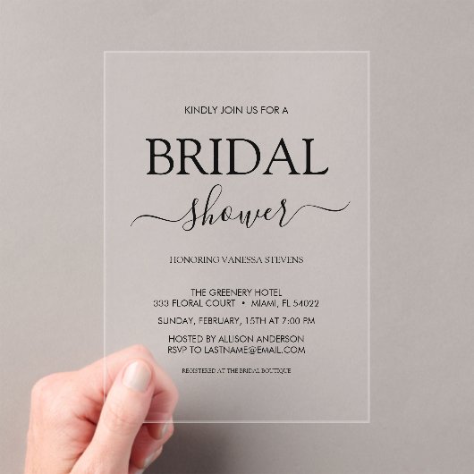 Eenvoudig Vrijgezellenfeest Acryl Uitnodigingen (Insitu (Draagbaar))