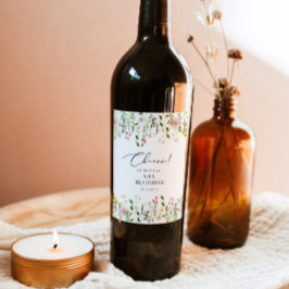 Eenvoudig vrijgezellenfeest van wildfowers wijn etiket