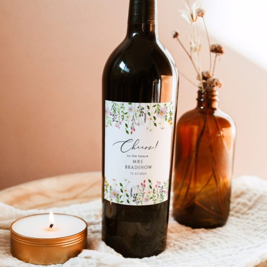 Eenvoudig vrijgezellenfeest van wildfowers wijn etiket