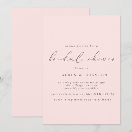 Eenvoudig Vrijgezellenfeest voor Blush en Gray Cal Kaart (Voorkant / Achterkant)