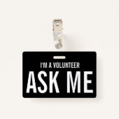 Eenvoudig vrijwilligerswerk zwart wit evenement badge (Achterkant met clip)