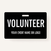 Eenvoudig vrijwilligerswerk zwart wit evenement badge (Achterkant)