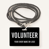Eenvoudig vrijwilligerswerk zwart wit evenement badge (Voorkant met draagriem)