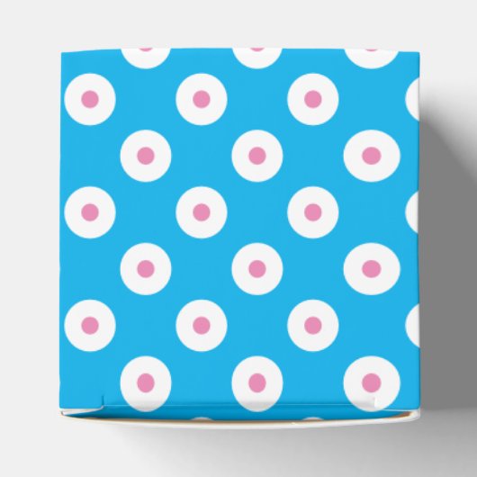 Eenvoudig & vrolijk blauw, wit en roze polka gesti bedankdoosjes (Bovenkant)
