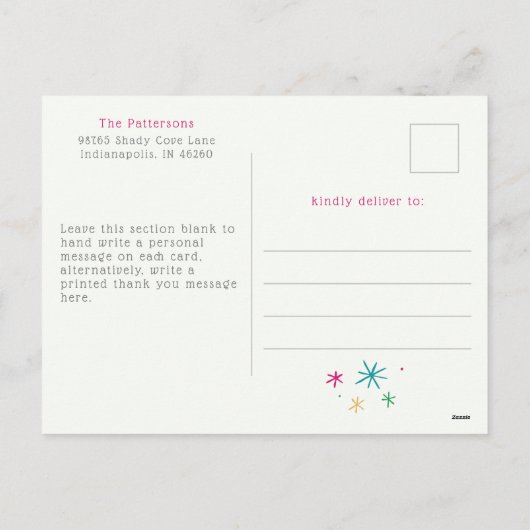 Eenvoudig vrolijk en helder foto vakantie Briefkaa Feestdagenkaart (Achterkant)