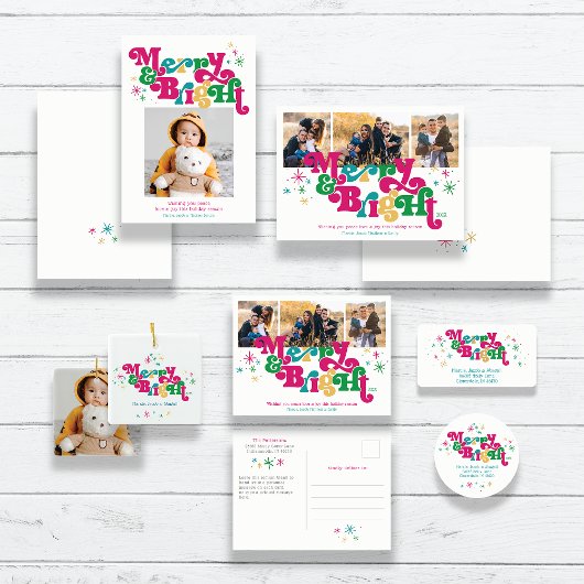 Eenvoudig vrolijk en helder foto vakantie Briefkaa Feestdagenkaart