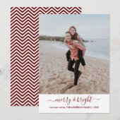 Eenvoudig vrolijk helder kerstscript Foto rood Feestdagenkaart (Voorkant / Achterkant)