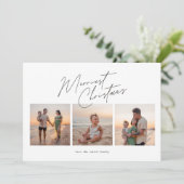 Eenvoudig vrolijk kerstfeest | 6 fotocollage geluk feestdagenkaart (Staand voorkant)