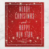 Eenvoudig VROLIJK KERSTFEEST GELUKKIG NIEUWJAAR Ro Wijn Etiket (Enkel label)