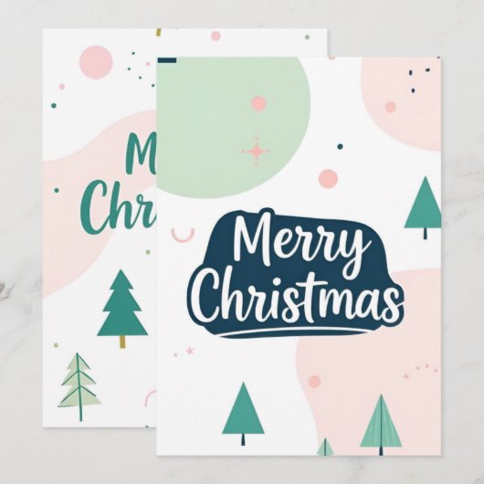 Eenvoudig vrolijk kerstfeest kaart (Voorkant / Achterkant)