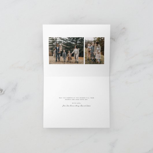 Eenvoudig vrolijk kerstscript 3 foto feestdagen kaart (Binnen)