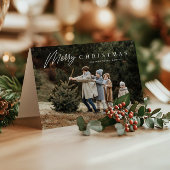 Eenvoudig vrolijk kerstscript 3 foto feestdagen kaart