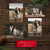 Eenvoudig vrolijk kerstscript 3 foto feestdagenkaart