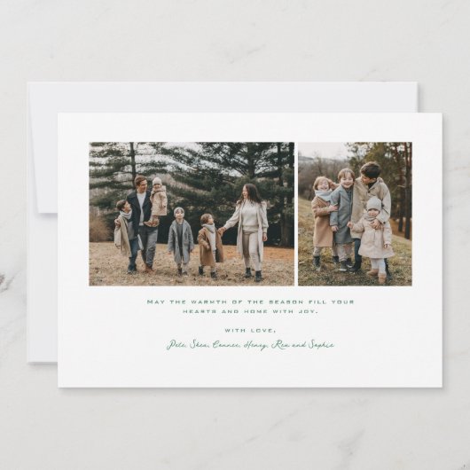 Eenvoudig vrolijk kerstscript 3 foto feestdagenkaart (Achterkant)