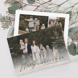 Eenvoudig vrolijk script 3 foto kerst feestdagenkaart