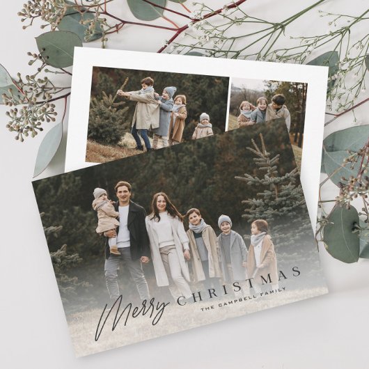 Eenvoudig vrolijk script 3 foto kerst feestdagenkaart