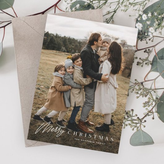 Eenvoudig vrolijk script 3 foto kerst feestdagenkaart